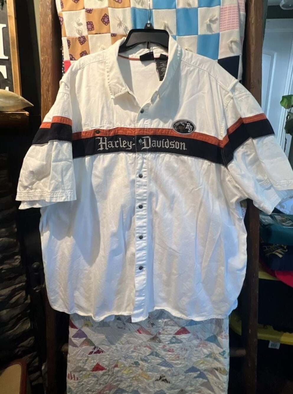 Harley-Davidson Men's Performance Chest Stripe Woven Shirt White 4XL